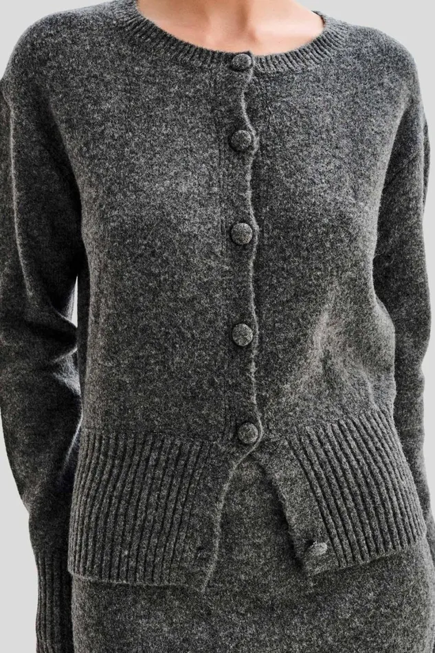 Women Meshki Outerwear Genevieve Oversized Knit Cardigan 8211 Charcoal Marle