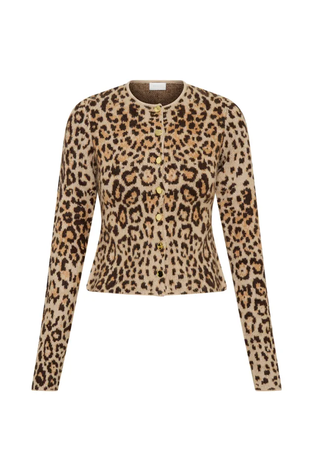 Women Meshki Outerwear Marissa Knit Cardigan 8211 Leopard Print