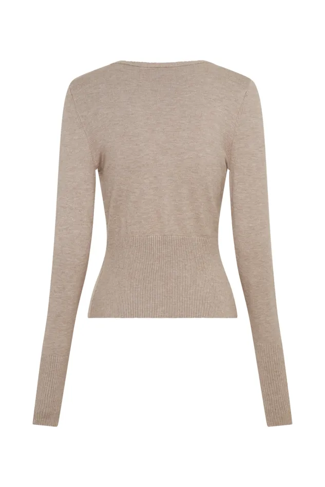 Women Meshki Outerwear Reese Fitted Knit Cardigan 8211 Taupe Marle