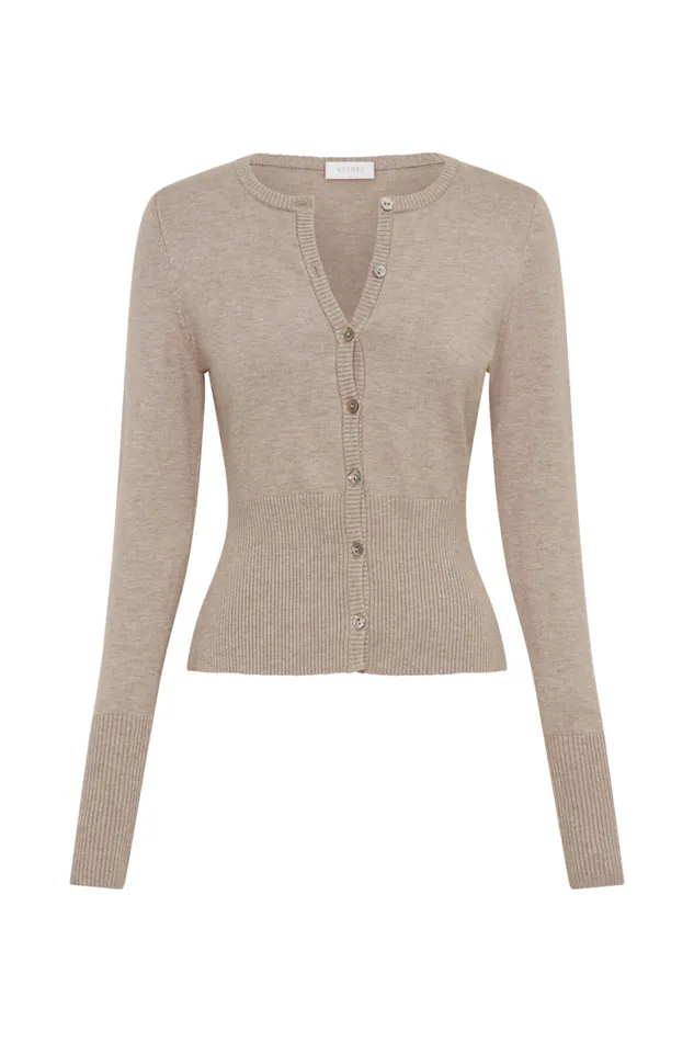 Women Meshki Outerwear Reese Fitted Knit Cardigan 8211 Taupe Marle