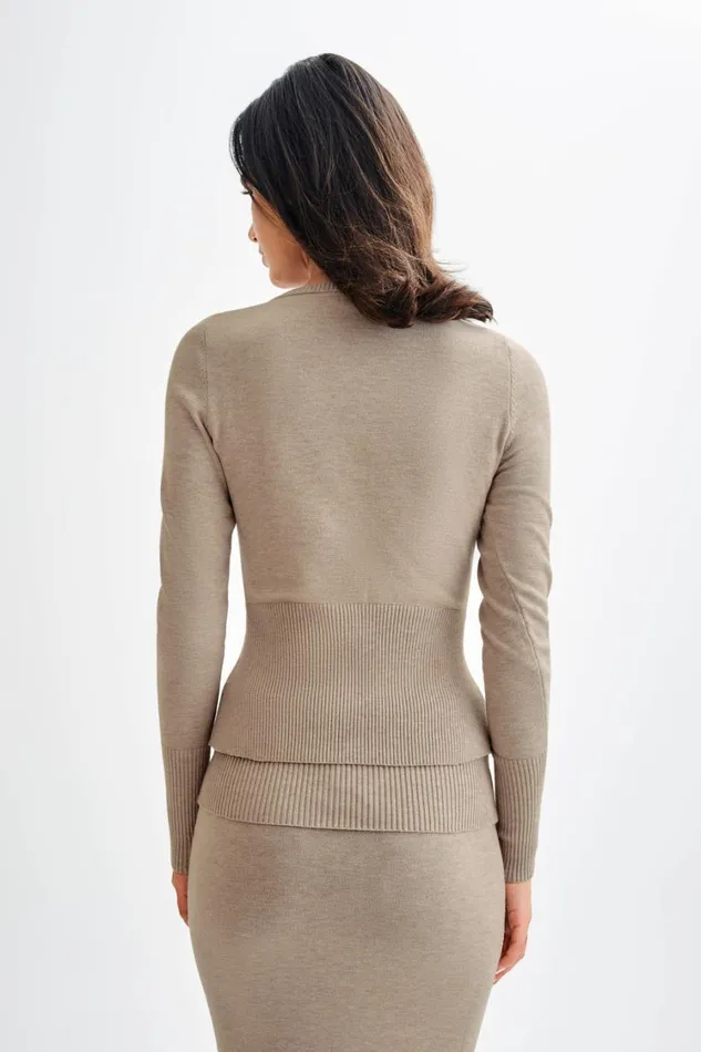 Women Meshki Outerwear Reese Fitted Knit Cardigan 8211 Taupe Marle
