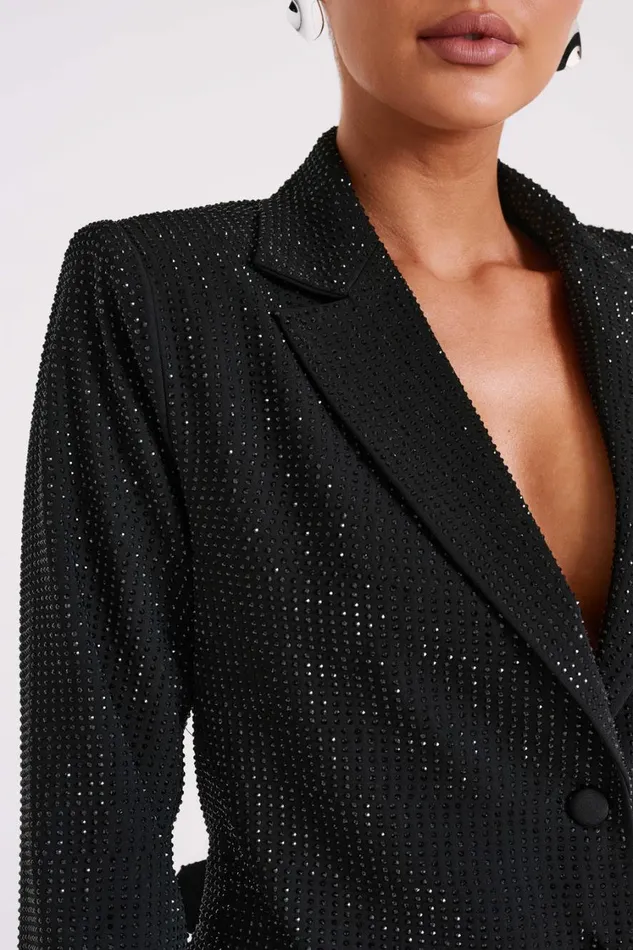 Women Meshki Outerwear Rhett Square Diamante Jacket 8211 Black