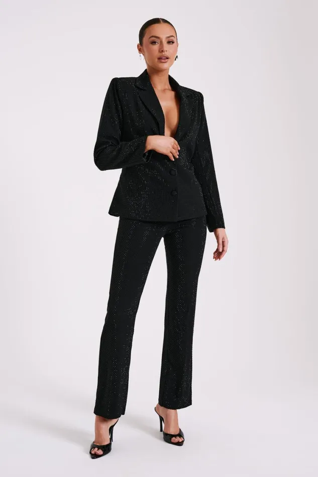 Women Meshki Outerwear Rhett Square Diamante Jacket 8211 Black