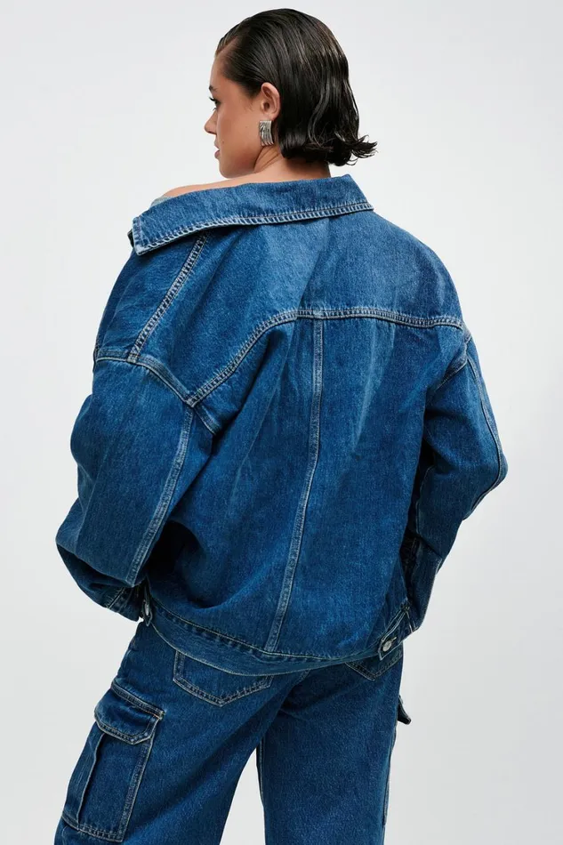 Women Meshki Outerwear Sion Oversized Denim Jacket 8211 Dark Blue