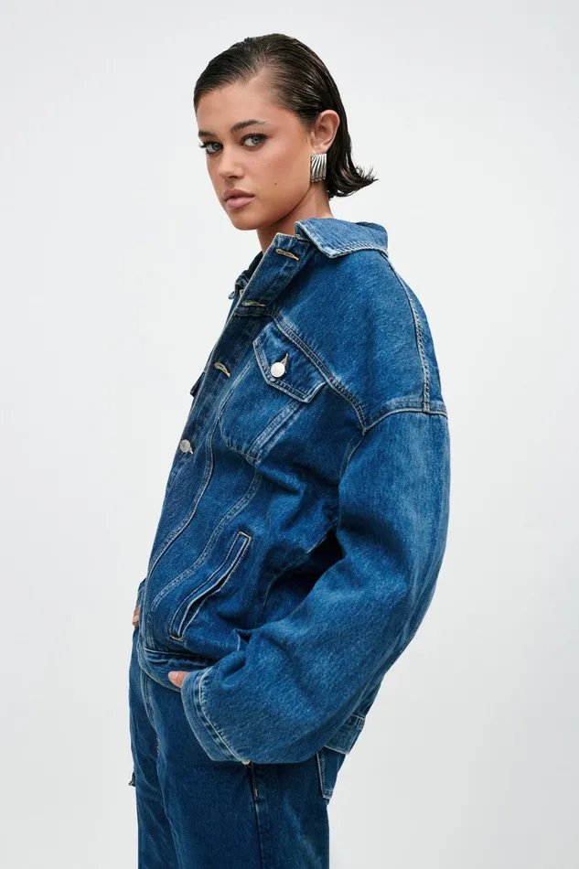 Women Meshki Outerwear Sion Oversized Denim Jacket 8211 Dark Blue