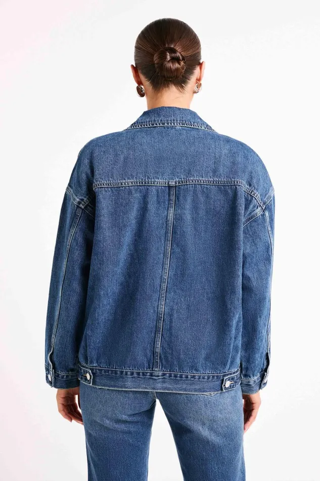 Women Meshki Outerwear Sion Oversized Denim Jacket 8211 Dark Blue