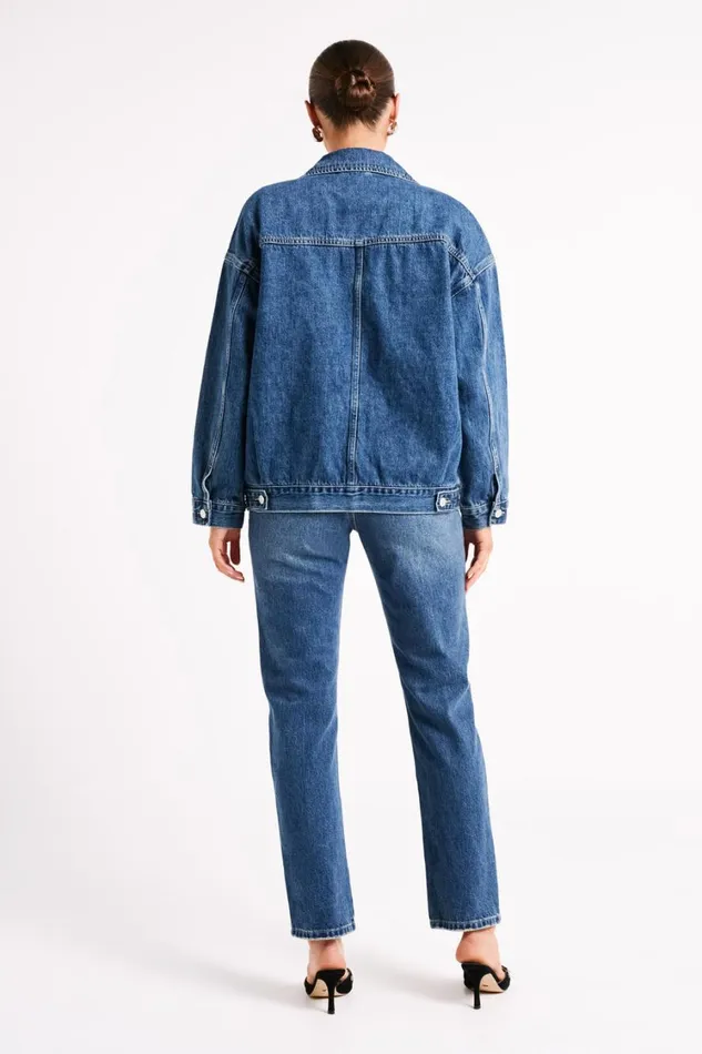 Women Meshki Outerwear Sion Oversized Denim Jacket 8211 Dark Blue