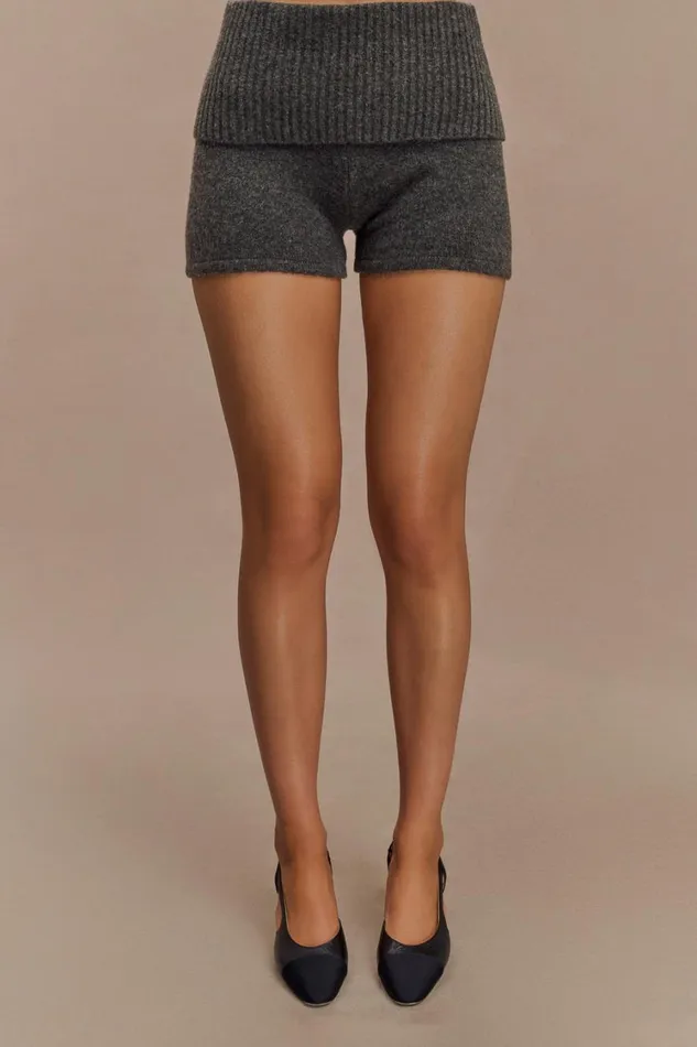 Women Meshki Sets Aubrey Knit Shorts 8211 Charcoal Marle