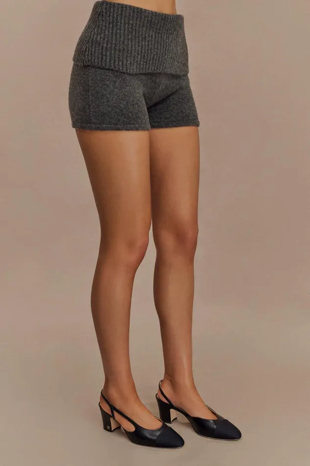 Women Meshki Sets Aubrey Knit Shorts 8211 Charcoal Marle