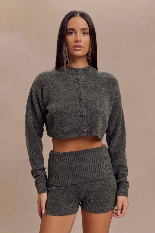 Women Meshki Sets Aubrey Knit Shorts 8211 Charcoal Marle