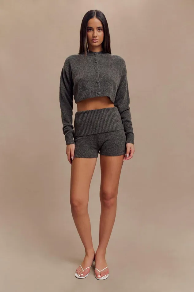 Women Meshki Sets Aubrey Knit Shorts 8211 Charcoal Marle