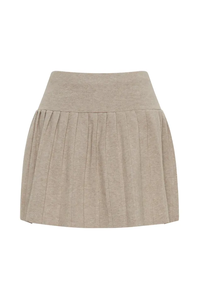 Women Meshki Sets Beverly Knit Pleated Mini Skirt 8211 Oak