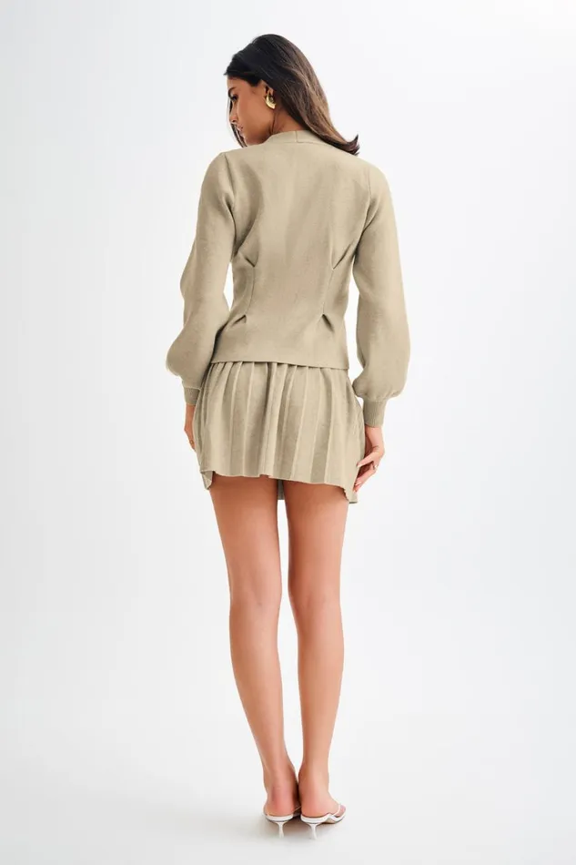 Women Meshki Sets Beverly Knit Pleated Mini Skirt 8211 Oak