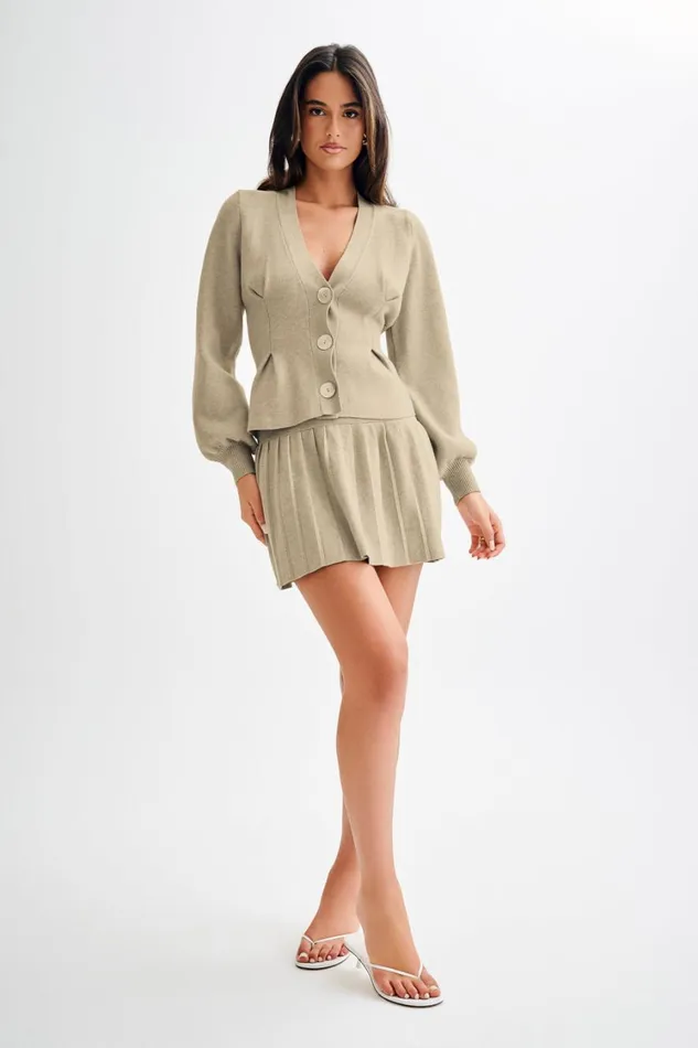 Women Meshki Sets Beverly Knit Pleated Mini Skirt 8211 Oak