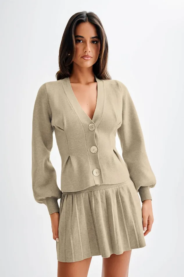 Women Meshki Sets Beverly Knit Pleated Mini Skirt 8211 Oak