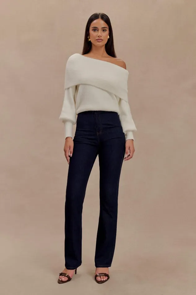 Women Meshki Sets Charlotte Off Shoulder Knit Long Sleeve Top 8211 Ivory