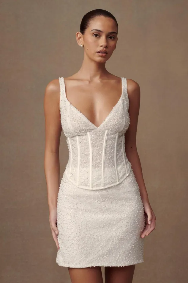 Women Meshki Sets Elsie Pearl Beaded Bustier Top 8211 White