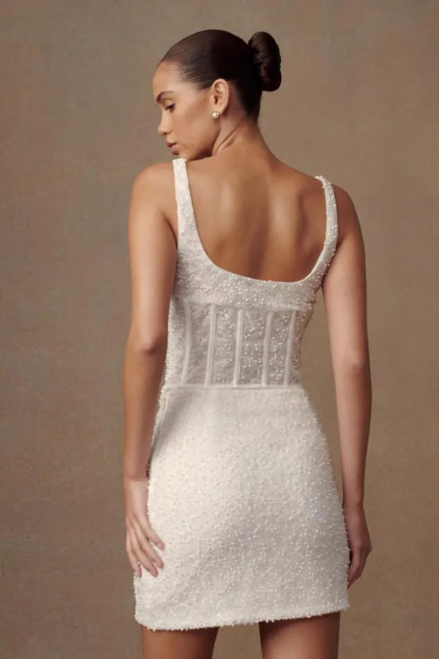 Women Meshki Sets Elsie Pearl Beaded Bustier Top 8211 White