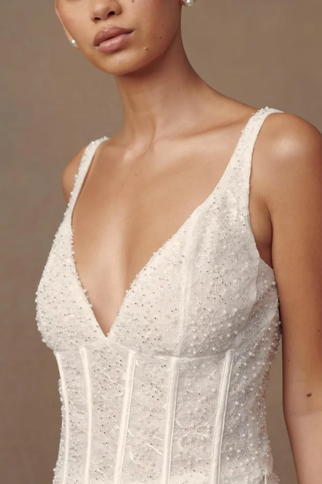 Women Meshki Sets Elsie Pearl Beaded Bustier Top 8211 White