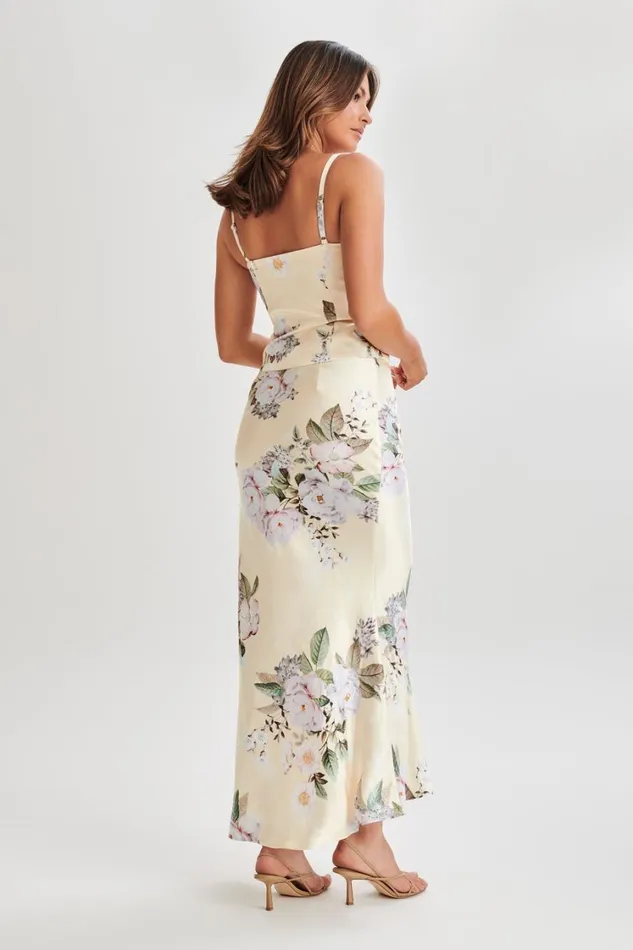 Women Meshki Sets Karley Floral Satin Top 8211 Lemon Floral Print
