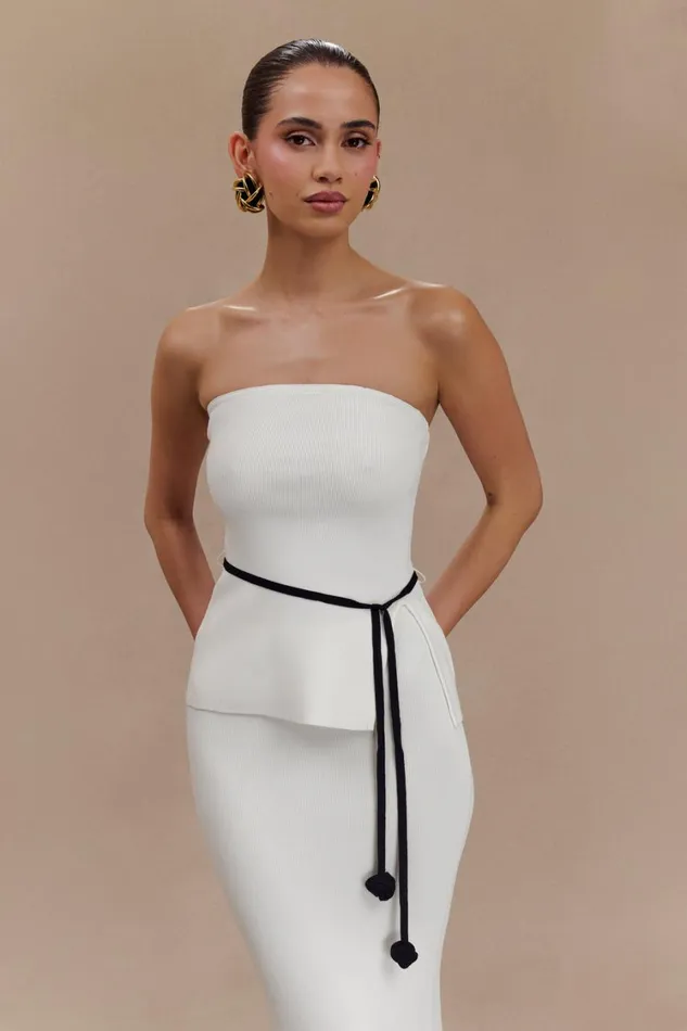 Women Meshki Sets Keaton Strapless Rose Tie Knit Top 8211 White And Black