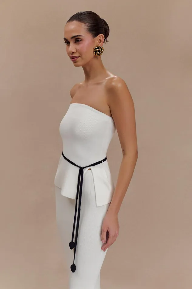 Women Meshki Sets Keaton Strapless Rose Tie Knit Top 8211 White And Black