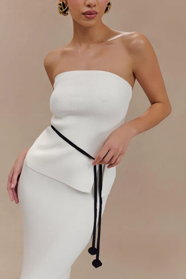 Women Meshki Sets Keaton Strapless Rose Tie Knit Top 8211 White And Black