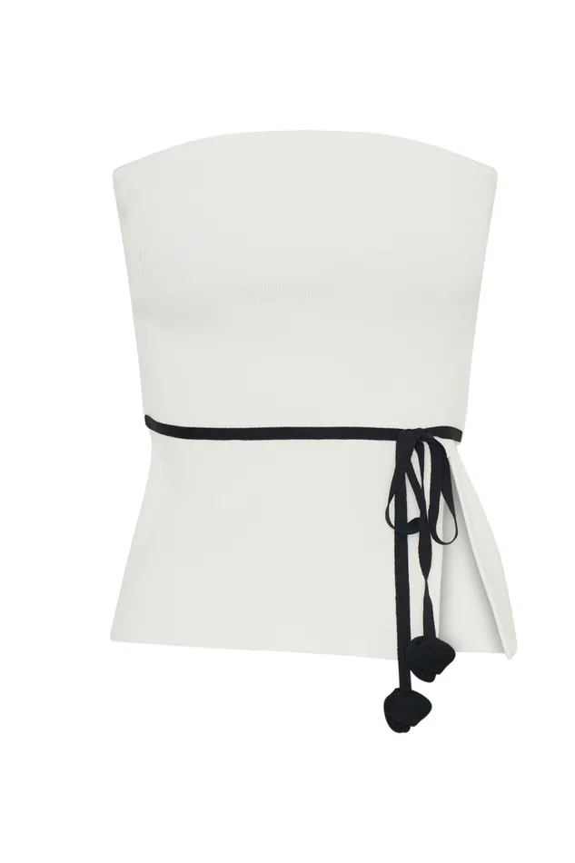 Women Meshki Sets Keaton Strapless Rose Tie Knit Top 8211 White And Black