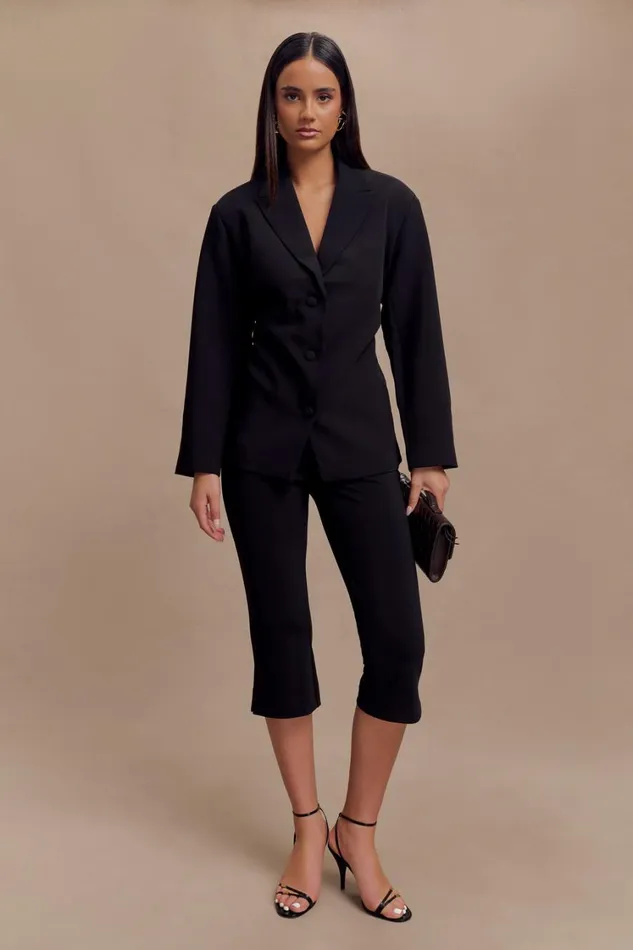 Women Meshki Sets Layla Flared Crepe Capri Pants 8211 Black
