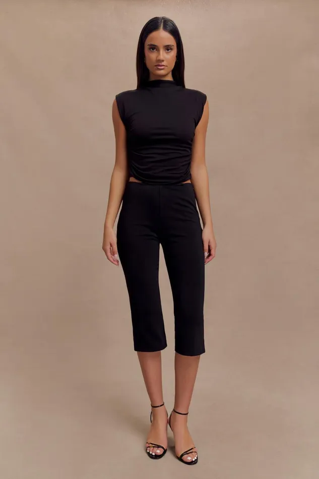 Women Meshki Sets Layla Flared Crepe Capri Pants 8211 Black