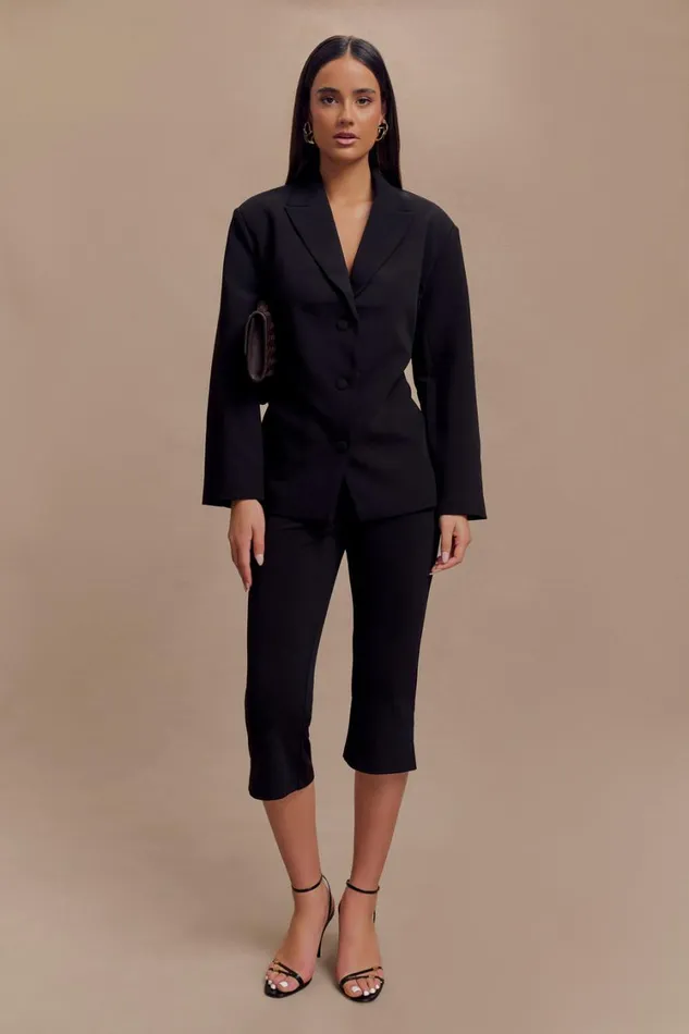 Women Meshki Sets Layla Flared Crepe Capri Pants 8211 Black