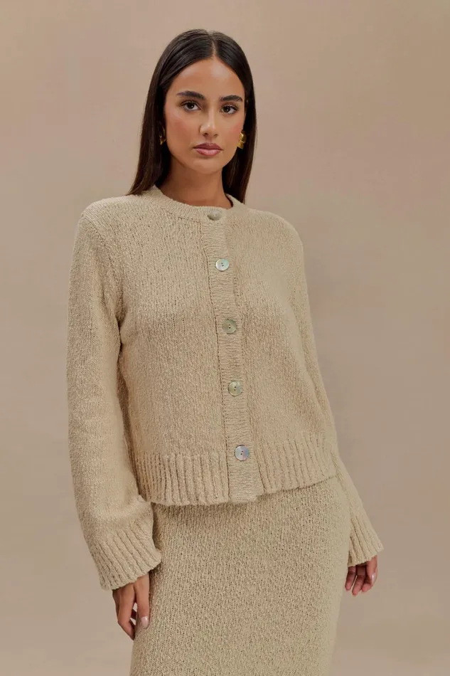 Women Meshki Sets Moira Oversized Boucle Cardigan 8211 Wheat