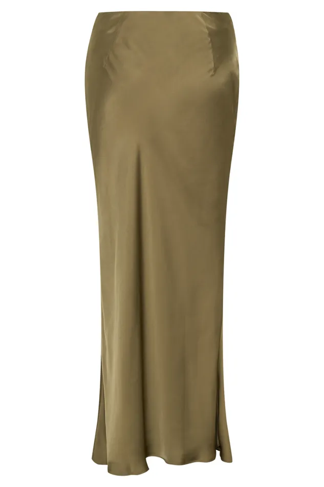 Women Meshki Sets Nicola Satin Asymmetric Maxi Skirt 8211 Basil