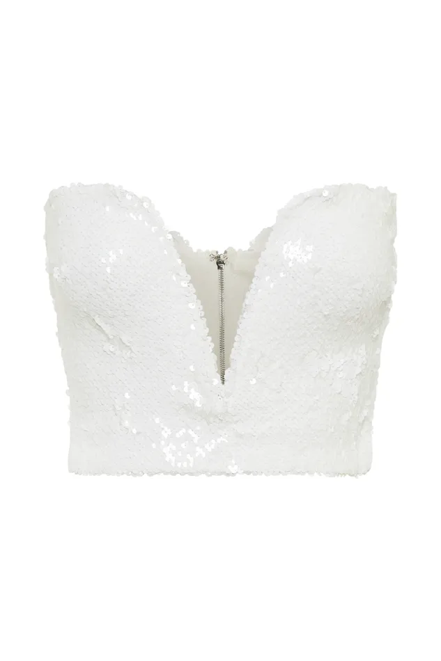 Women Meshki Sets Zariah Strapless Sequin V Corset 8211 White