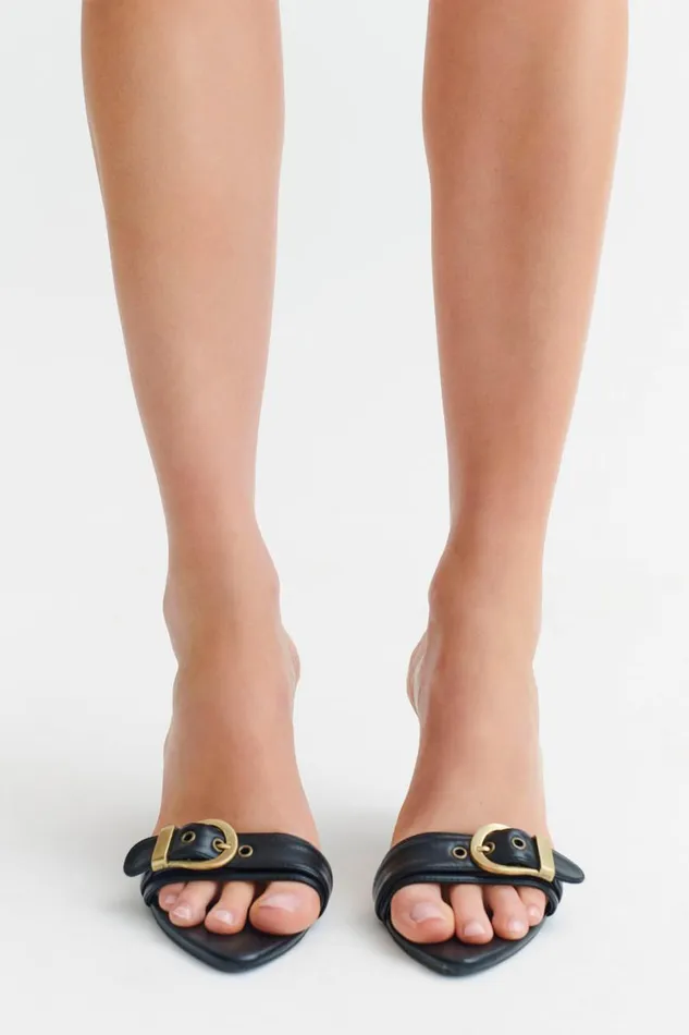 Women Meshki Shoes Colleen Buckle Heel 8211 Black