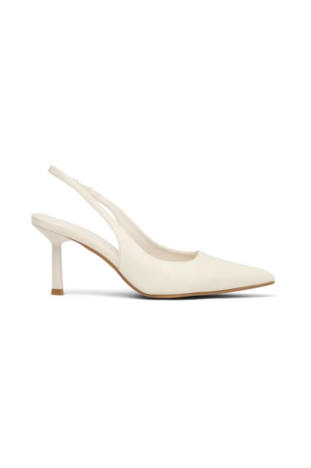 Women Meshki Shoes Dasha Patent Sling Back Heels 8211 Ivory