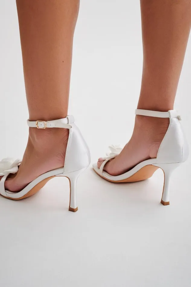 Women Meshki Shoes Lara Rose Satin Heel 8211 White