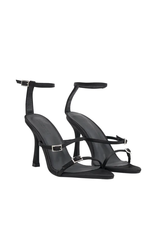 Women Meshki Shoes Yara Triple Strap Heel 8211 Black
