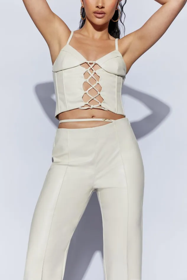 Women Meshki Tops Alaia Lace Up Corset Pu Top 8211 Wheat Women Meshki Tops Alaia Lace Up Corset Pu Top 8211 Wheat
