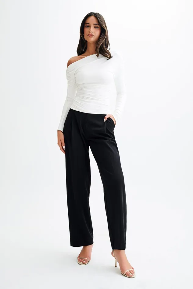 Women Meshki Tops Alayna Long Sleeve Recycled Nylon Ruched Top 8211 White