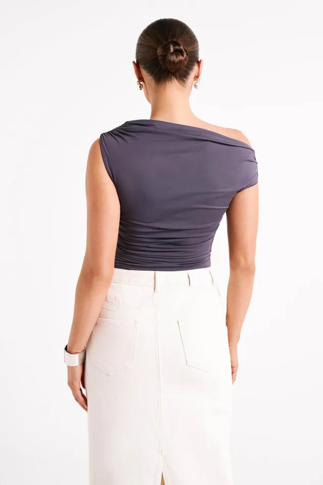 Women Meshki Tops Alayna Recycled Nylon Ruched Top 8211 Charcoal
