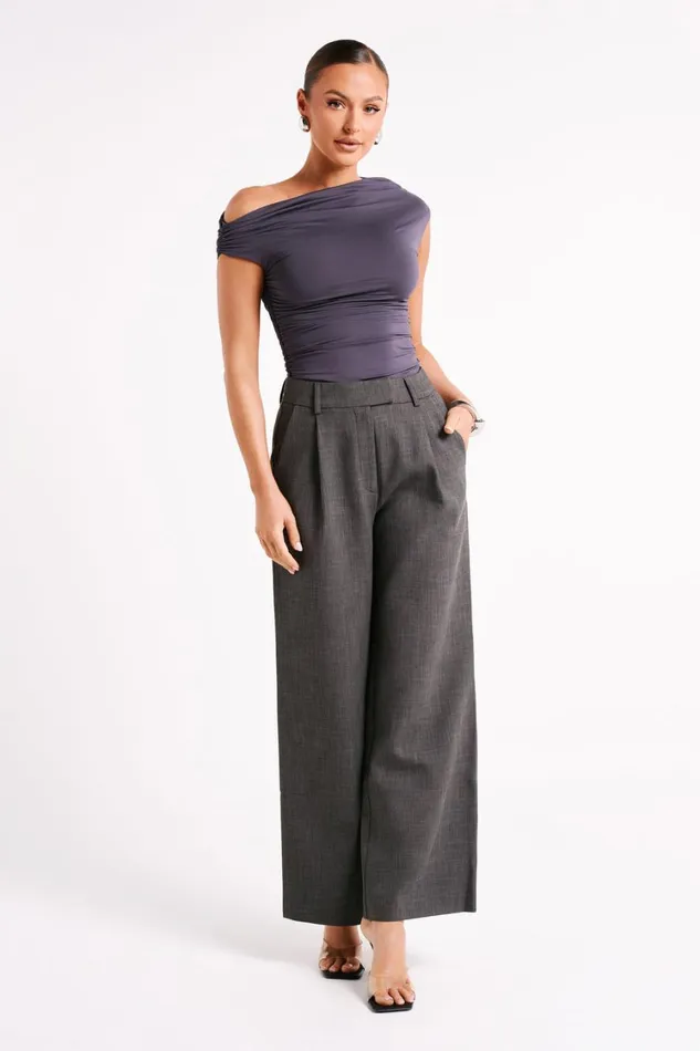 Women Meshki Tops Alayna Recycled Nylon Ruched Top 8211 Charcoal