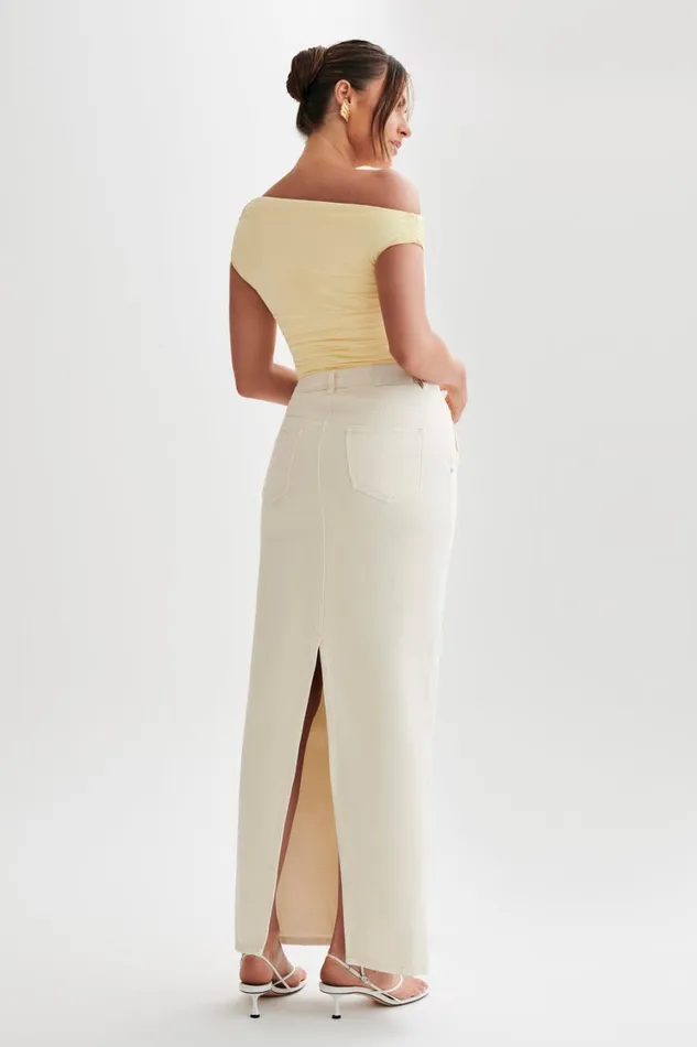Women Meshki Tops Alayna Recycled Nylon Ruched Top 8211 Lemon