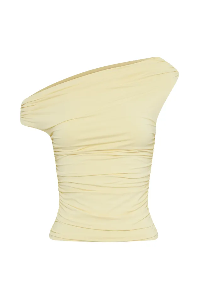 Women Meshki Tops Alayna Recycled Nylon Ruched Top 8211 Lemon