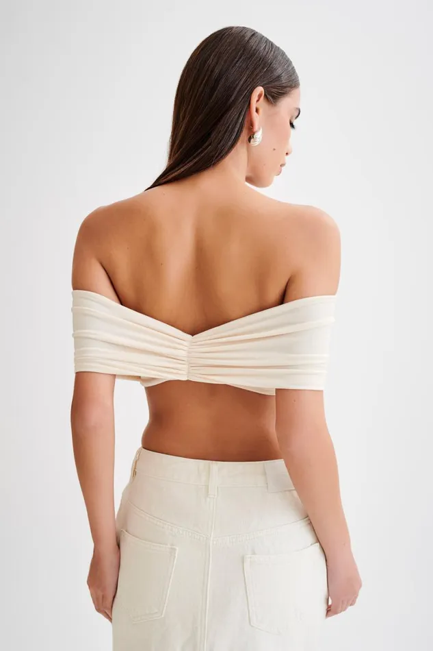 Women Meshki Tops Amber Slinky Crop Top 8211 Buttercream