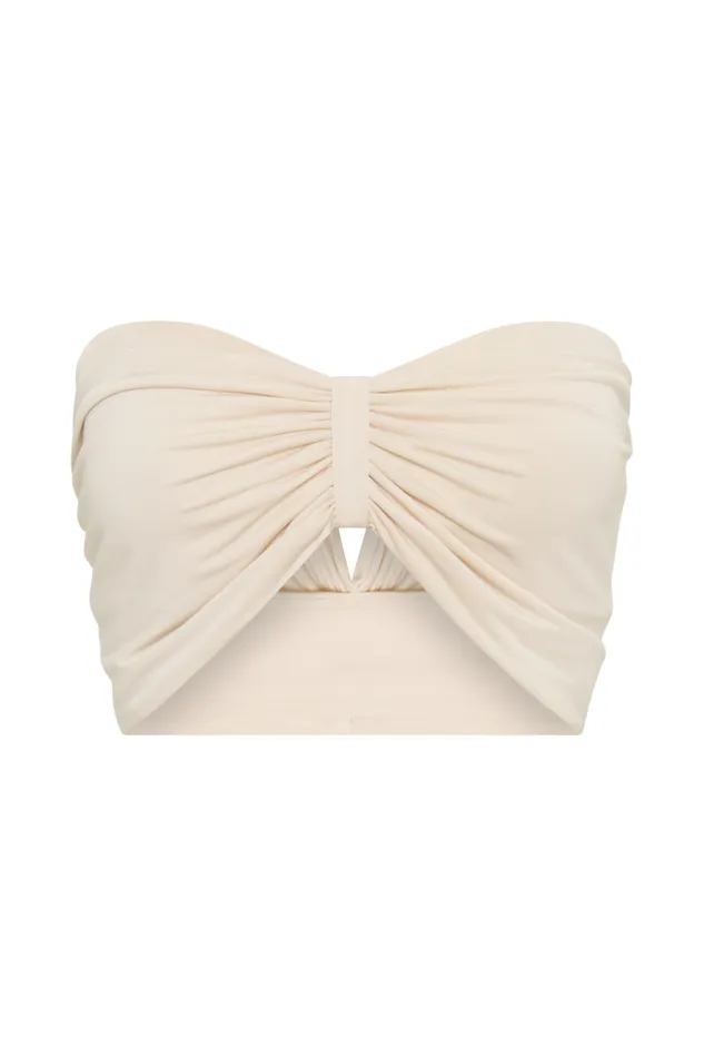 Women Meshki Tops Amber Slinky Crop Top 8211 Buttercream