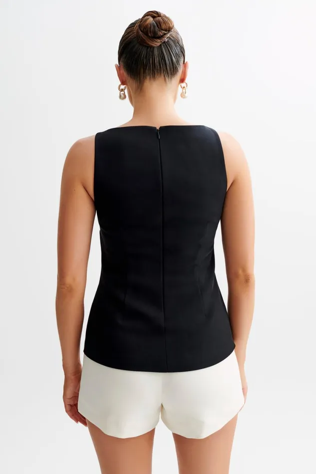 Women Meshki Tops Angela Sleeveless Suiting Top 8211 Black