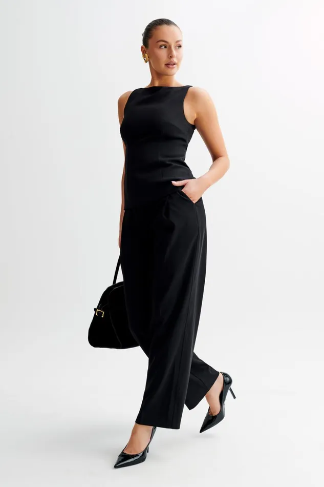 Women Meshki Tops Angela Sleeveless Suiting Top 8211 Black