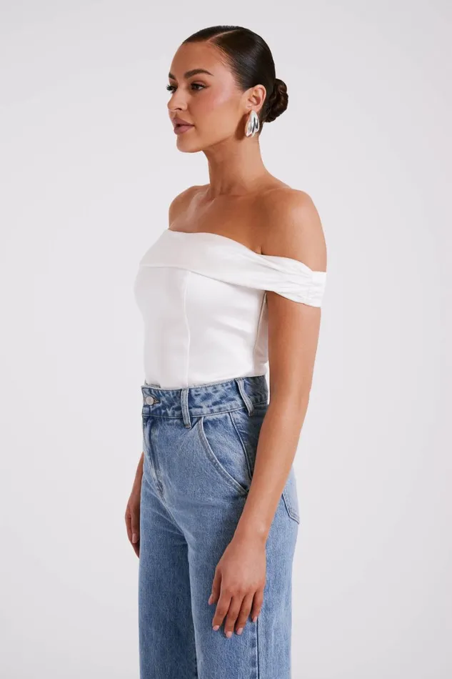 Women Meshki Tops Anysa Satin Strapless Top 8211 Ivory