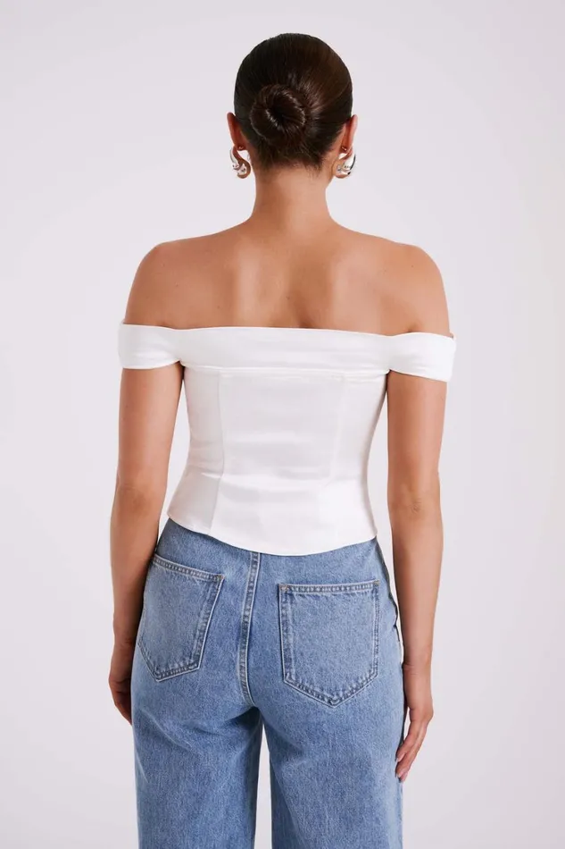 Women Meshki Tops Anysa Satin Strapless Top 8211 Ivory